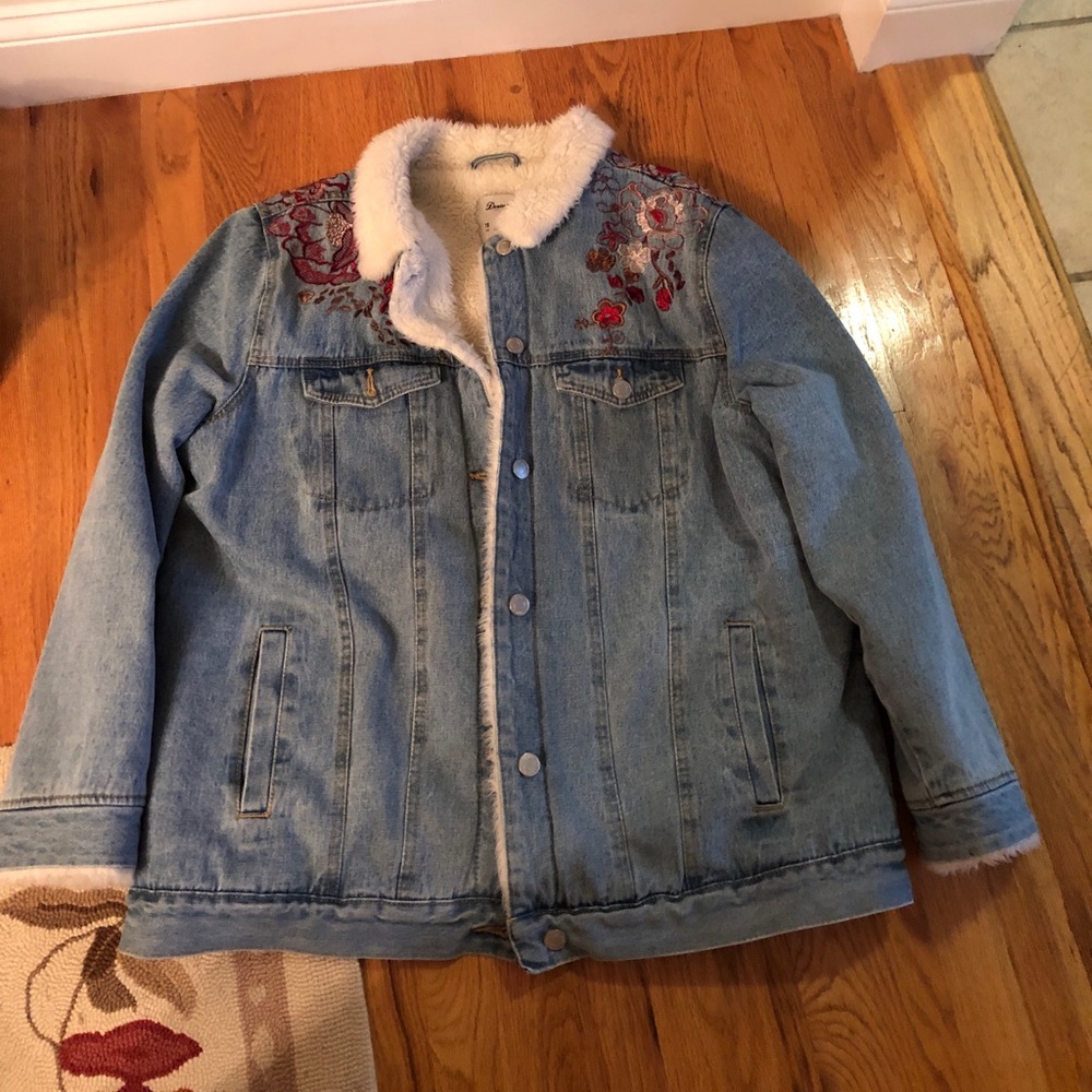 Primark Teddy Bear Embroidered Jean Jacket Size 14